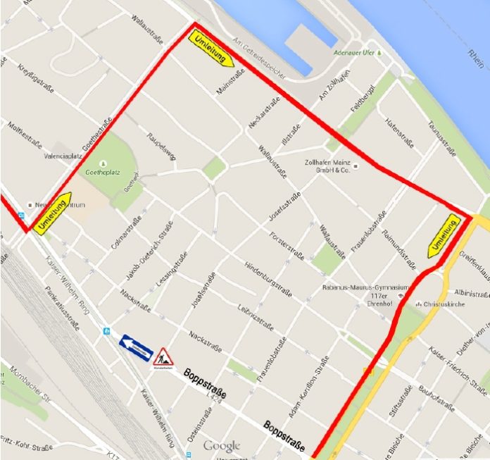 Baustellen-Chaos: Ab Montag Boppstraße stadteinwärts gesperrt