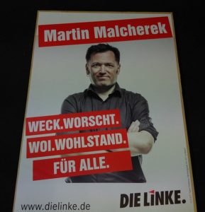 Wahlplakat Martin Malcherek Linke Mainz. - Foto: gik
