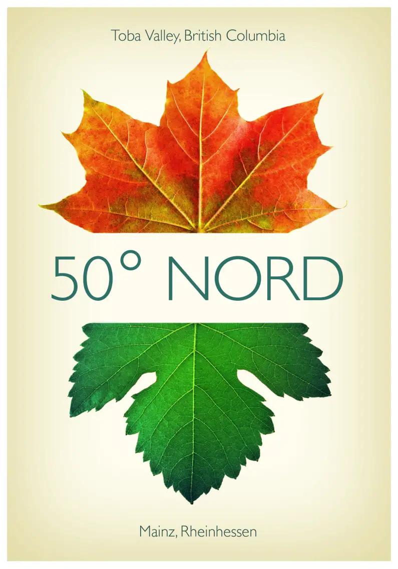 Weinetikett Riesling 50 Grad Nord für Schutz des Regenwalds in Westkanada 