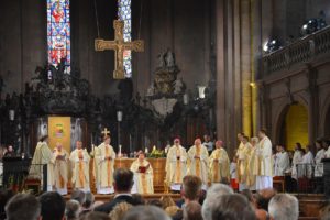 Bischöfe bei der Preisterweihe Kohlgrafs im Mainzer Dom. - Foto: gik