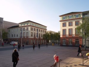 So könnten die Gebäude am Eingang zum Gutenbergplatz in Mainz aussehen - Visualisierung des Rheinischen Vereins für Denkmalpflege