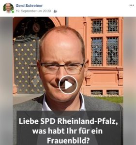 Videopost des Mainzer CDU-Landtagsabgeordneten Gerd Schreiner zur SPD-Umfrage bei der Mainzer OB-Wahl. - Screenshot: gik