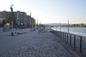 Die Südmole des Mainzer Zollhafens mit Zufahrt zum Rheinufer. - Foto: gik