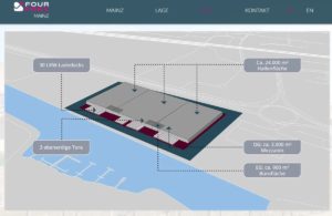 Plan des Immobilienentwicklers Four Parx für den Industriehafen Mombach. - Screenshot: gik