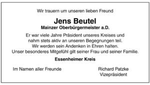 Todesanzeige für den Mainzer Alt-OB Jens Beutel vom Essenheimer Kreis. - Foto: gik