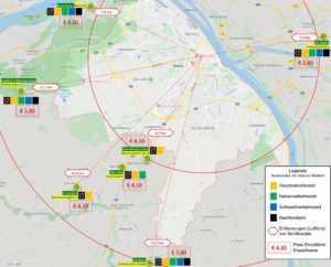 Karte mit Vergleichen zu ÖPNV im Umkreis von Mainz. - Grafik: Petition Gröning