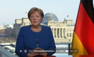 Bundeskanzlerin Angela Merkel (CDU) in ihrer ersten Fernsehansprache überhaupt, zur Coronakrise. - Screenshot: gik