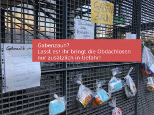 Der Gabenzaun für Obdachlose am Mainzer Hauptbahnhof wurde gestoppt - die Infektionsgefahr mit dem Coronavirus ist zu groß. - Foto: Wohnsitzlos in Mainz