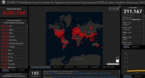 Fallzahlen Coronavirus laut Johns Hopkins Universität am 28.04.2020. - Screenshot: gik