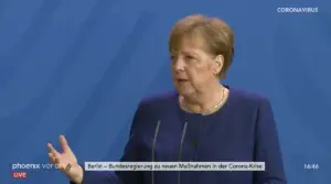 Bundeskanzlerin Angela Merkel (CDU) bei ihrer Pressekonferenz am Montag in Berlin. - Screenshot: gik
