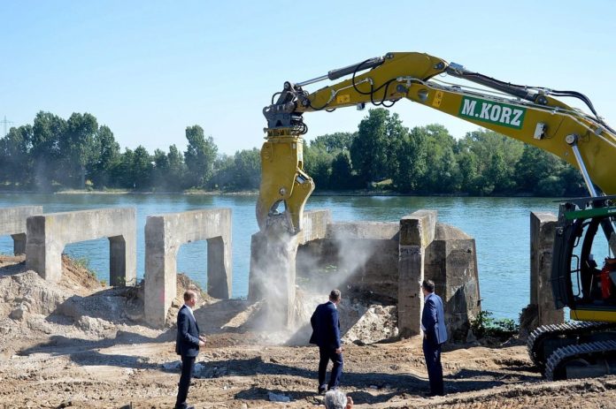 Baustart des Grünufers auf der Nordmole im Mainzer Zollhafen: Bürger sollen Wünsche äußern