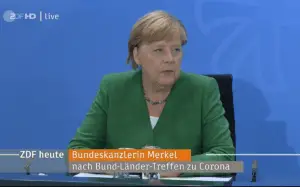 Bundeskanzlerin Angela Merkel (CDU) nach der Bund-Länder-Konferenz zu den neuesten Corona-Regeln. - Screenshot: gik
