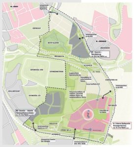 Der geplante neue Stadtteil Ostfeld/Kalkofe zwischen Wiesbaden Erbenheim und Fort Biehler. - Grafik: Stadt Wiesbande, SEG