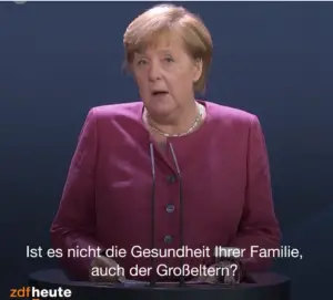 Eindringlicher Appell an die Partypeople: Bundeskanzlerin Angela Merkel (CDU). - Screenshot: gik