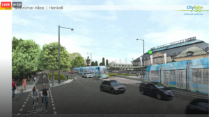 So könnte die Citybahn über die Biebricher Allee rollen. - Visualisierung: Stadtplanungsamt Wiesbaden