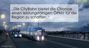 Auch dass die Citybahn über die Theodor-Heuss-Brücke rollen sollte, was für viele ein Gegenargument. - Grafik: Citybahn.de