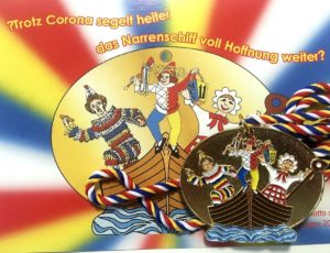 Das aktuelle Fastnachtsplakettche der Kampagne 2021 mit dem aktuellen Motto: "Trotz Corona segelt heiter, das Narrenschiff voll Hoffnung weiter." - Foto: gik
