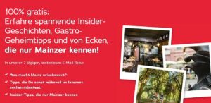Werbung für den Newsletter auf Einkaufen-in-Mainz. - Screenshot: gik