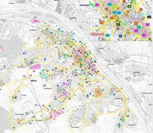 Geplante Baustellen 2021 im Mainzer Stadtgebiet: allein 159 größere Baustellenvorhaben. - Grafik: Stadt Mainz 