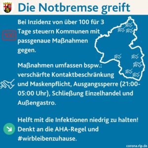 Informationen der Landesregierung Rheinland-Pfalz am Montag über die Maßnahmen in Sachen Notbremse. - Foto: RLP