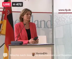 Ministerpräsidentin Malu Dreyer (SPD) auf ihrer Presskonferenz nach dem Impfgipfel in Berlin. - Screenshot: gik