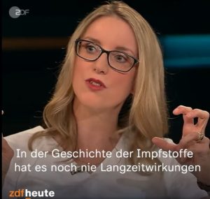 Professorin Alena Buyx, Vorsitzende des Deutschen Ehtikrates zu Langzeitfolgen bei Impfstoffen in der ZDF-Sendung Lanz. - Screenshot: gik