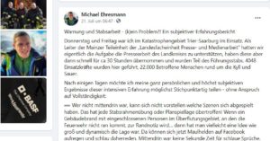 Facebookpost des Mainzer Feuerwehrmanns Michael Ehresmann auf Facebook. - Screenshot: gik