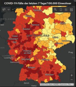 Fallzahlen Coronavirus in Deutschland am 06. September 2021: Die Karte färbt sich wieder dunkelrot. - Grafik: RKI, Foto: gik