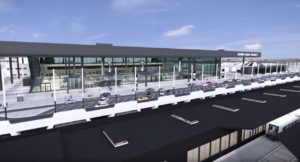 Die Frontansicht des neuen terminal 3 im neuen Imagefilm der Fraport. - Screenshot: gik