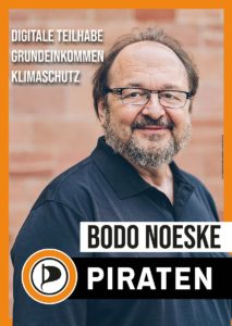Kandidatenplakat Bodo Noeske, Direktkandidat für die Piraten zur Bundestagswahl in Mainz. - Foto: Piratenpartei