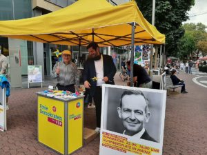 Wahlkampfstand der FDP in der Mainzer Innenstadt. - Foto: FDP Mainz