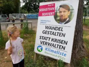 Wahlplakat von Sebastian Seiffert, Direktkandidat der Klimaliste RLP. - Foto: Seiffert