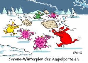 Der Corona-Winterplan der Ampelparteien, as seen by Ralf Böhme. - Grafik: RABE Cartoon 