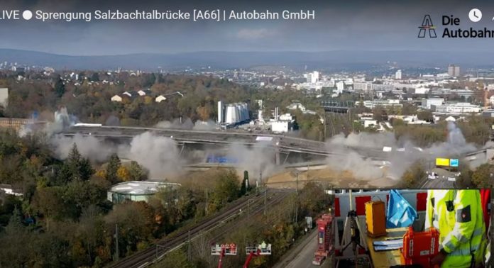 E I L –Salzbachtalbrücke gesprengt – Autobahnbrücke fällt mit Knall