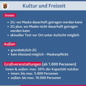Die Regeln für Kultur & Freizeit in Rheinland-Pfalz. - Grafik: Staatskanzlei RLP