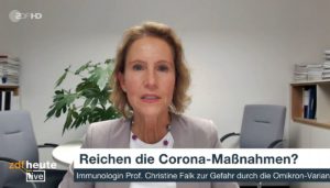 Die Immunologin Professor Christine Falk am Donnerstagabend in ZDF Heute live. - Screenshot: gik