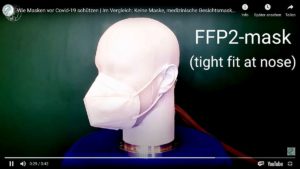 Atemluft einer Versuchspuppe mit gut sitzender FFP2-Maske: massiv verbesserte Schutzwirkung. - Video: MPI Göttingen