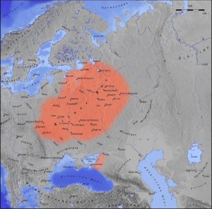 Die Kiewer Rus um 1000 nach Christus. - Karte via Wikipedia