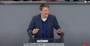 Warb noch einmal eindringlich für eine Impfpflicht, allerdings vergeblich: Bundesgesundheitsminister Karl Lauterbach (SPD). - Screenshot: gik