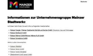 Neue, provisorische Internetseite der Mainzer Stadtwerke unter dem Kürzel ".info". - Screenshot: gik
