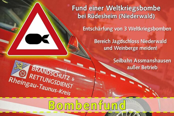Weltkriegsbombe bei Rüdesheim muss gesprengt werden – Bahn, B42 und Rheinschifffahrt Donnerstagmittag gesperrt