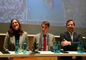 OB-Kandidaten (von links) Mareike von Jungenfeld (SPD), Lukas Haker (Die Partei), Nino Haase (parteilos). - Foto: gik
