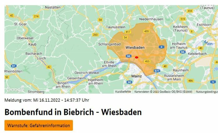 UPDATE& — Weltkriegsbombe in Wiesbaden-Biebrich gefunden – Entschärfung Mittwochabend, Achtung: Evakuierung!