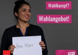 Die SPD-Politikerin Tatiana Herda Munoz im Wahlkampf für das Ortsvorsteheramt in Mainz-Hechtsheim. - Foto: SPD Mainz 