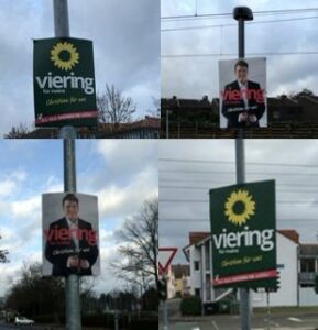 Plakate des Grünen-OB-Kandidaten Christian Viering tauchten bereits ab Dienstagabend im ganzen Mainzer Stadtgebiet auf. - Fotos: privat