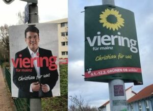 Plakate des OB-Kandidaten Christian Viering wurdne bereits am Abend des 27.12.2022 gehängt - rund 30 Stunden zu früh. - Fotos: privat
