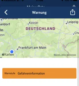 Warnung in der Warnapp Nina in Mainz. - Screenshot: gik