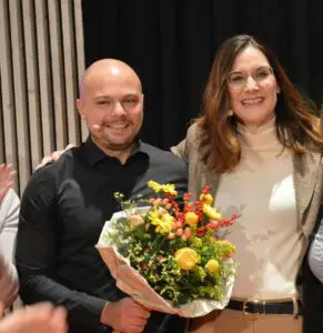 Christian Kanka und Mareike von Jungenfeld im November 2022 auf einem Parteitag der SPD Mainz. - Foto: gik
