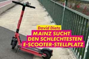 Die FDP Mainz sucht derzeit "den schlechtesten E-Scooter-.Stellplatz" - und fordert Abstellzonen für die Scooter. - Foto: FDP Mainz