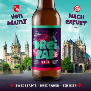 Das neue Partnerstädtebier DREIRAD aus Mainz und Erfurt. - Foto: Kuehn Kunz Rosen